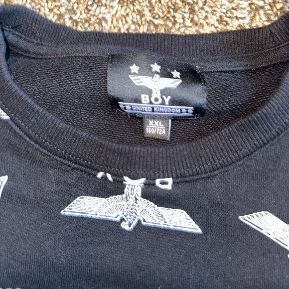 Men’s BOY LONDON Sweatshirt Black Crew Neck Front/Back Gold Graphic. Size XXL - Picture 3 of 5